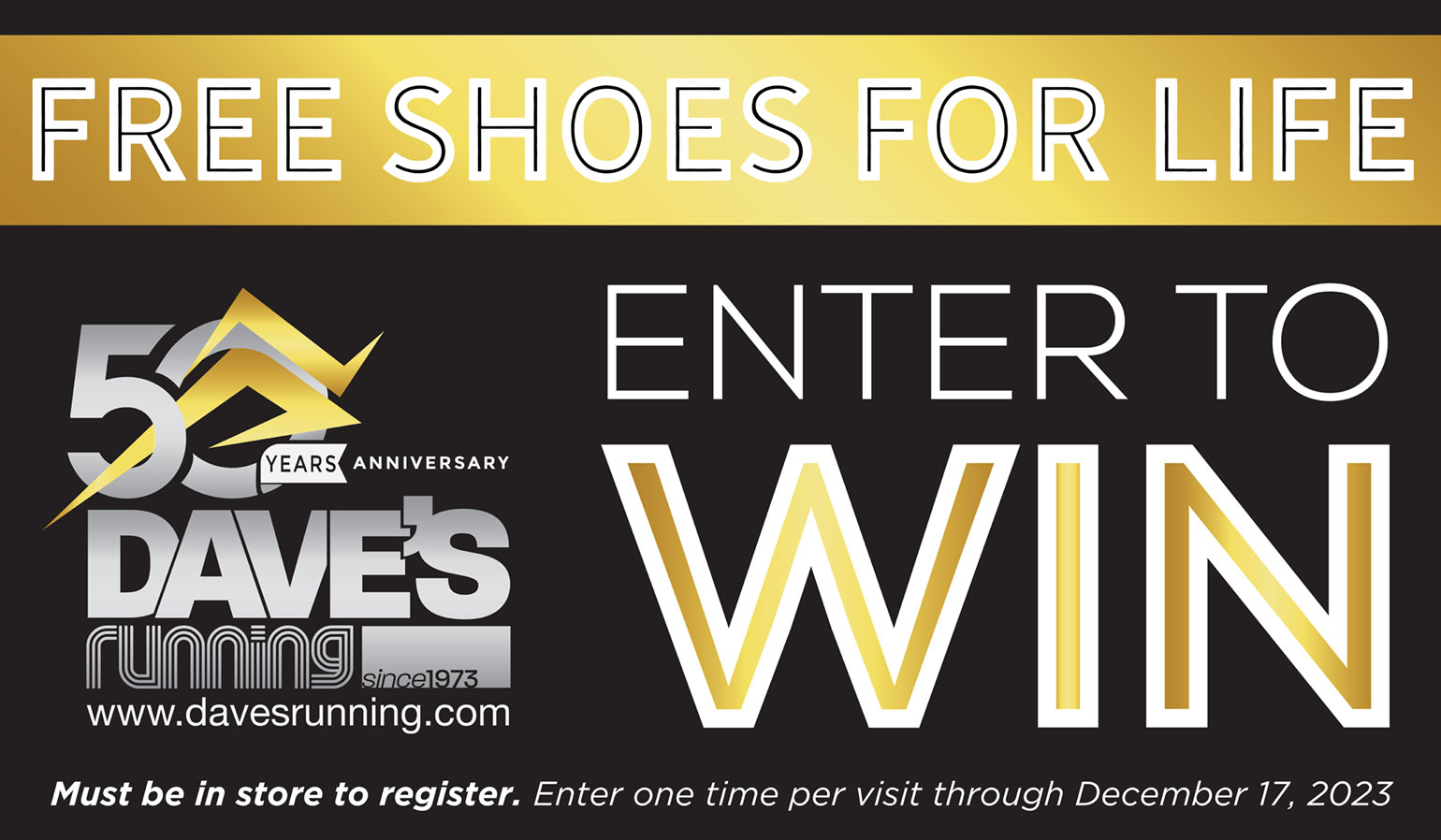 Win free shoes for life from Dave's Running Shop